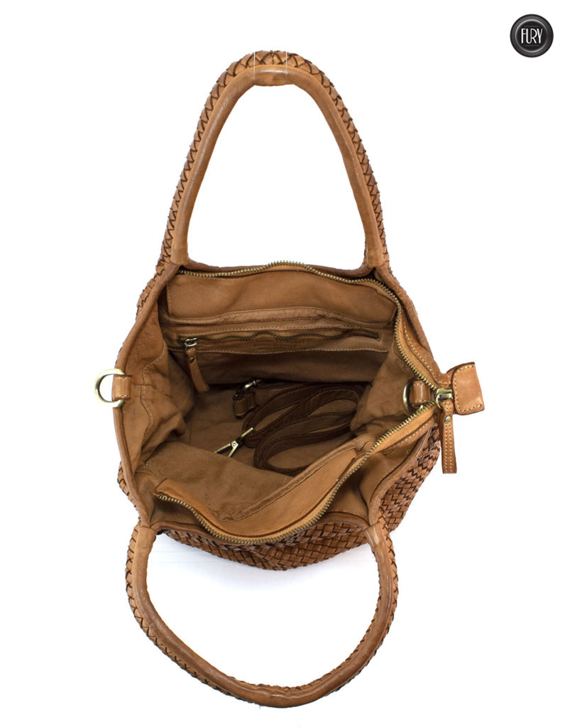 Borsa Alba Maxi in pelle intrecciata