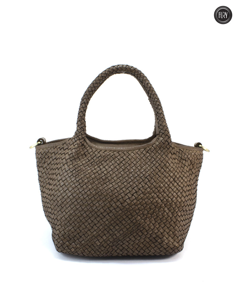 Borsa Alba Maxi in pelle intrecciata