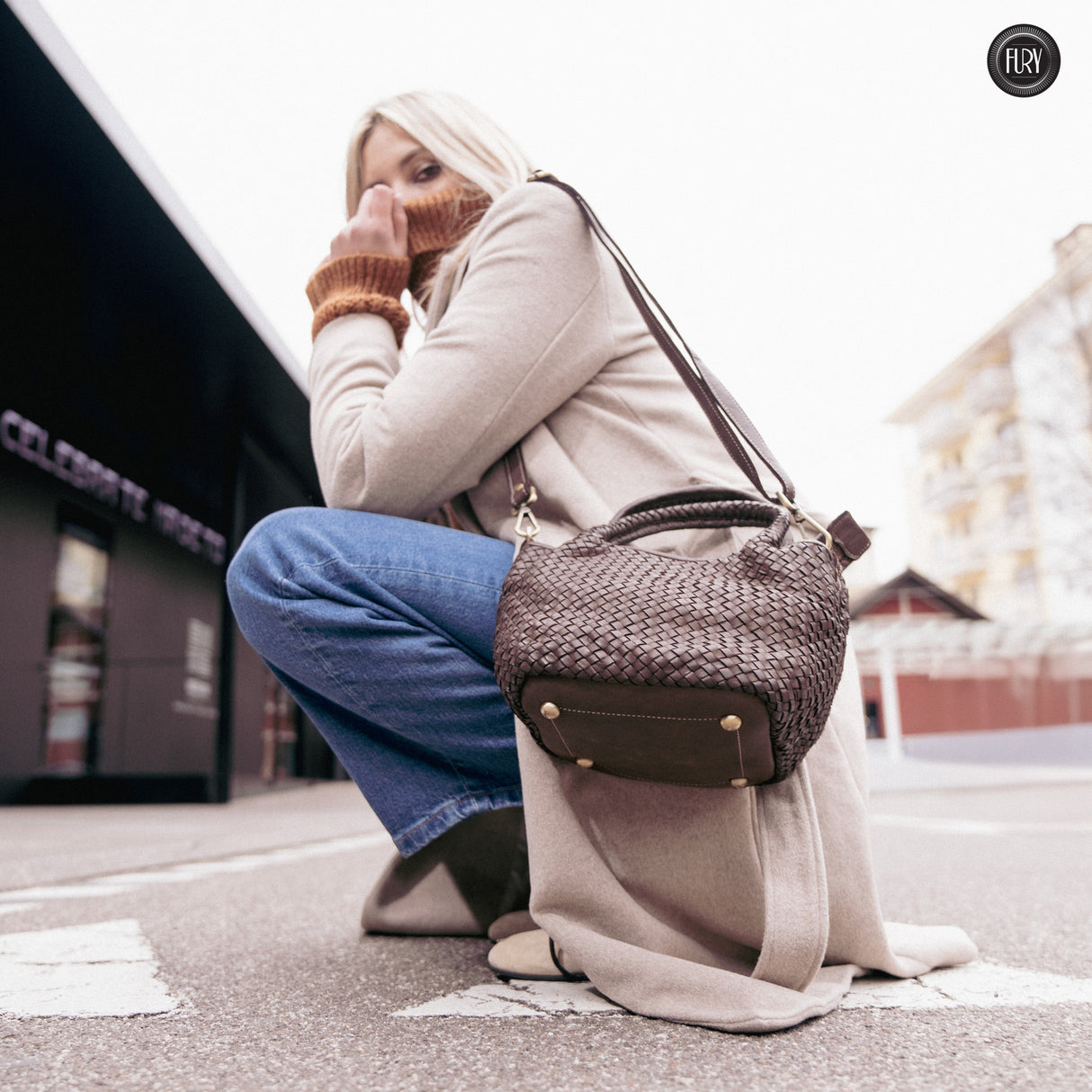 Borsetta Alba in pelle intrecciata