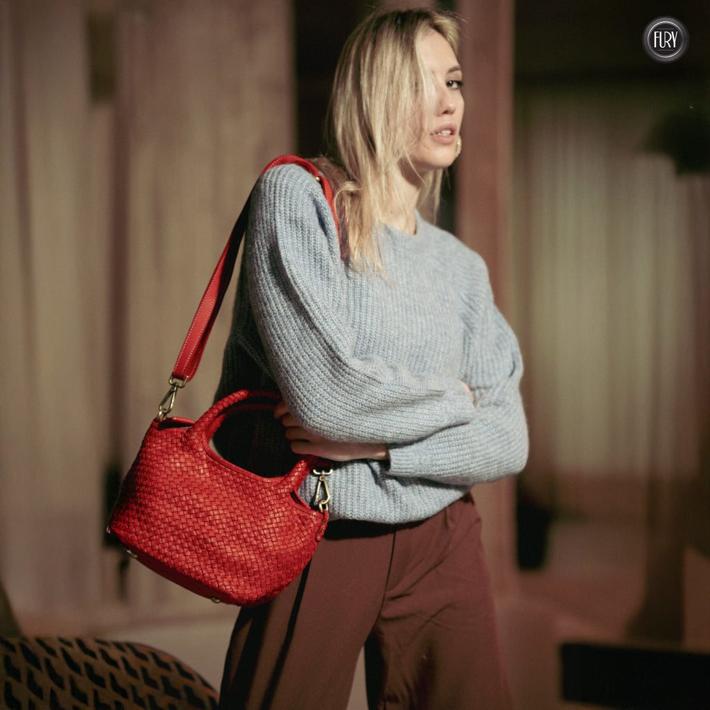 Borsetta Alba in pelle intrecciata