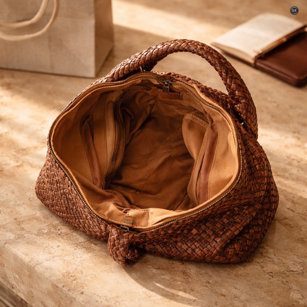 Borsa Elvira in pelle intrecciata