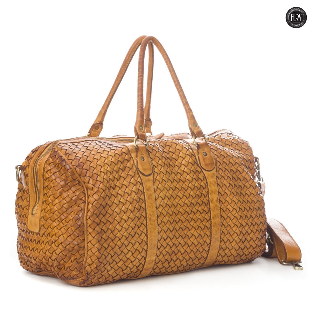 Borsone Orfeo in pelle intrecciata