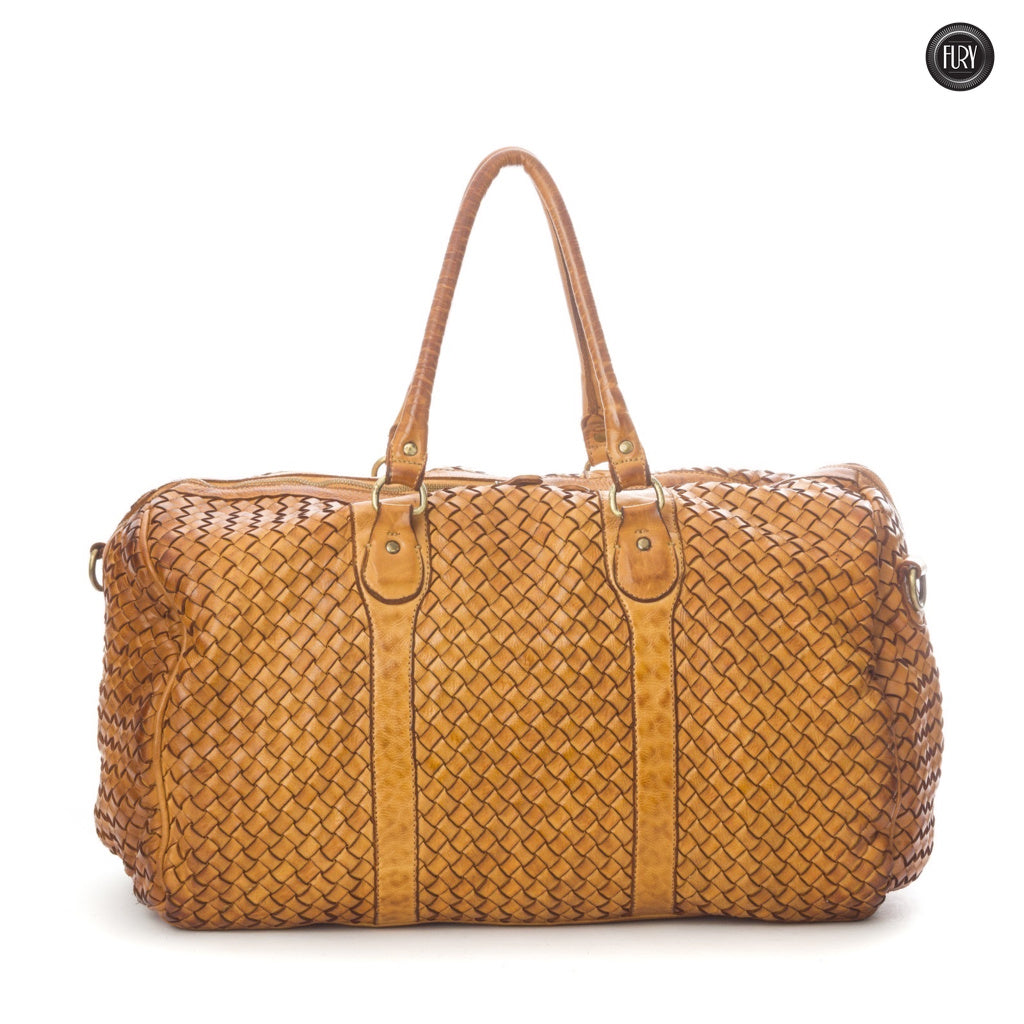 Borsone Orfeo in pelle intrecciata