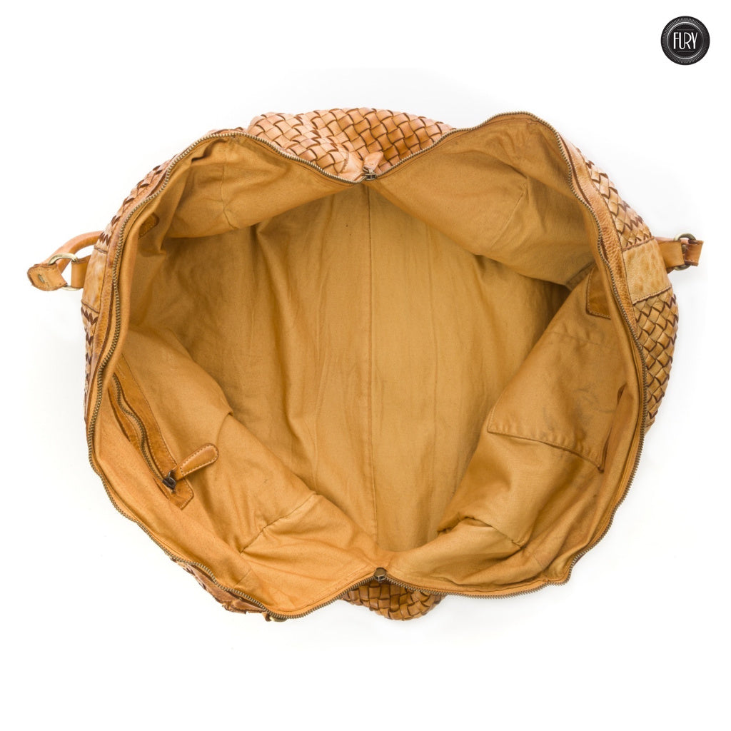 Borsone Orfeo in pelle intrecciata