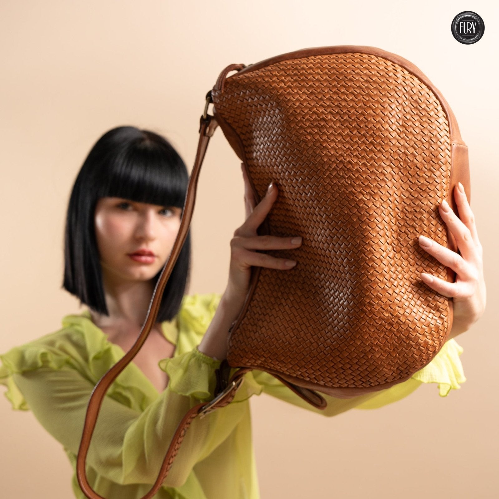 Borsa Iris Maxi in pelle intrecciata - Fury