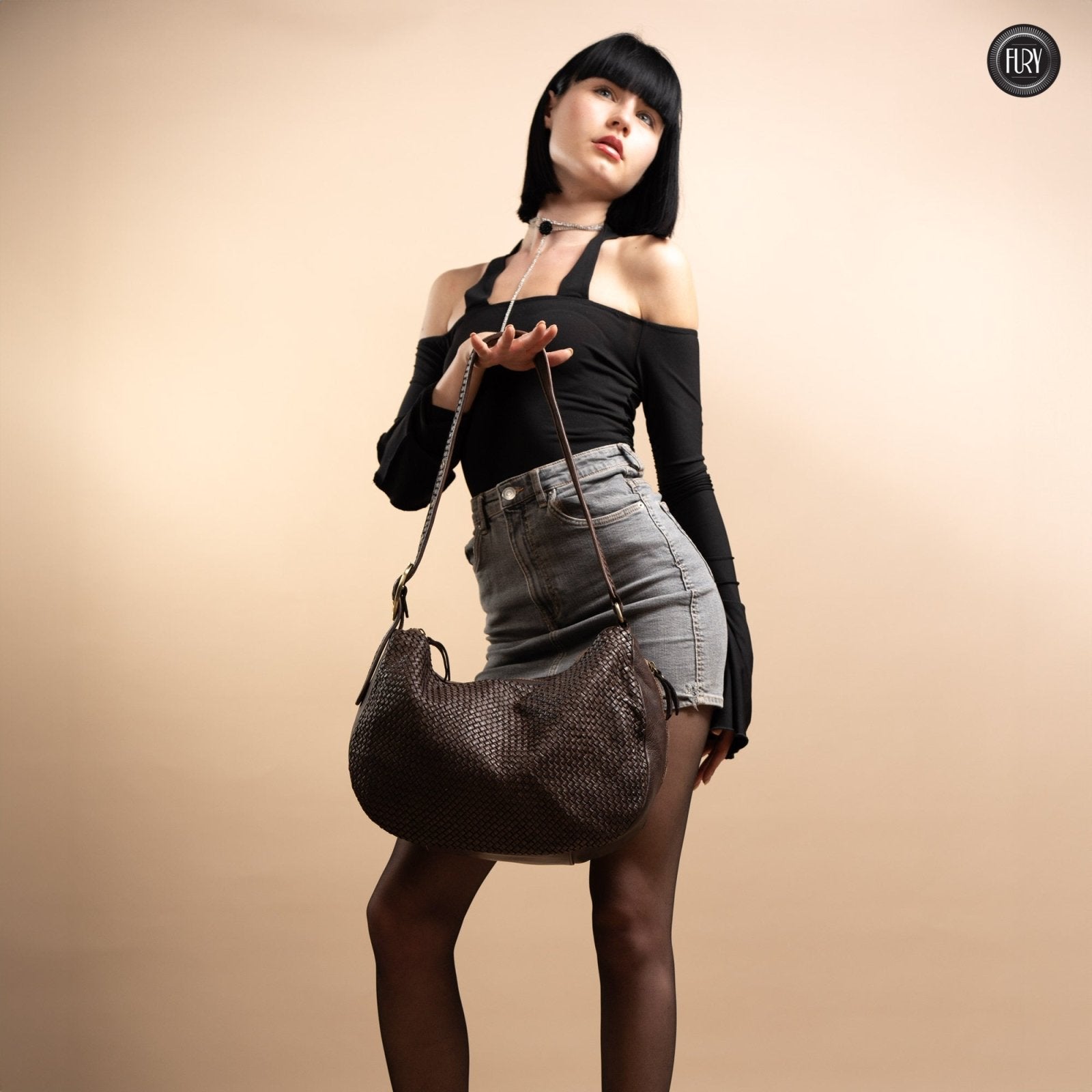 Borsa Iris Maxi in pelle intrecciata - Fury