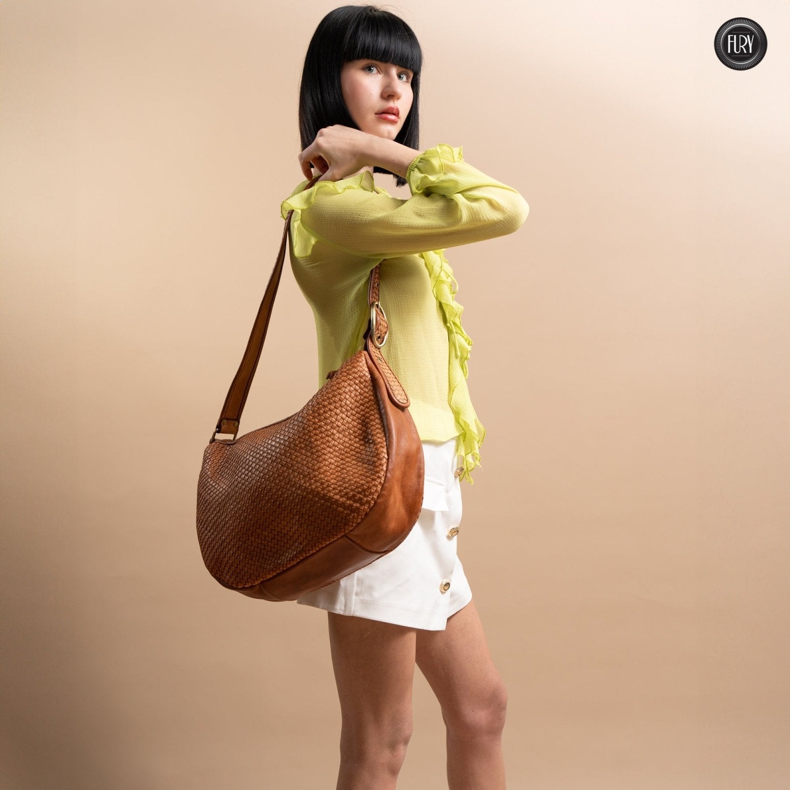 Borsa Iris Maxi in pelle intrecciata - Fury