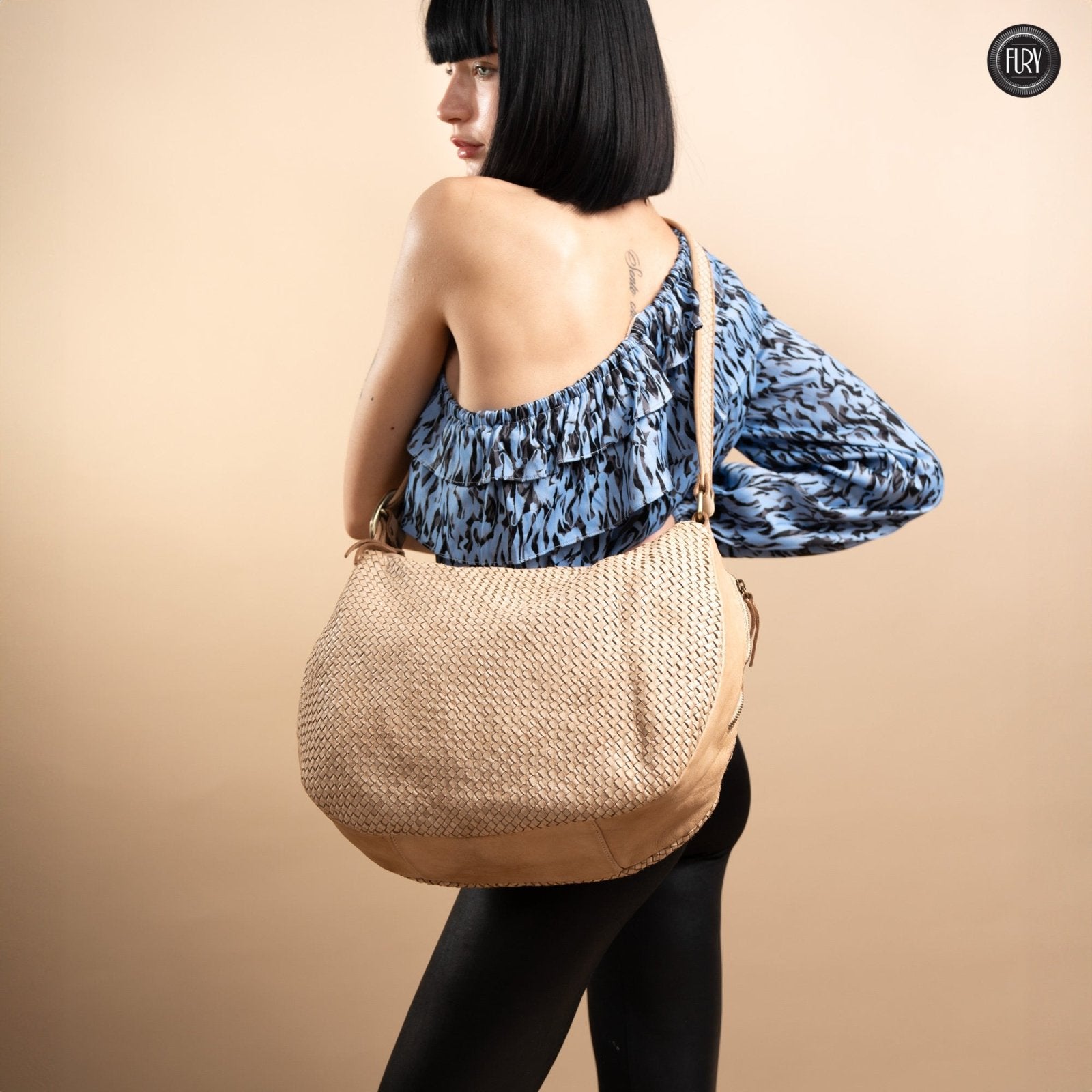 Borsa Iris Maxi in pelle intrecciata - Fury