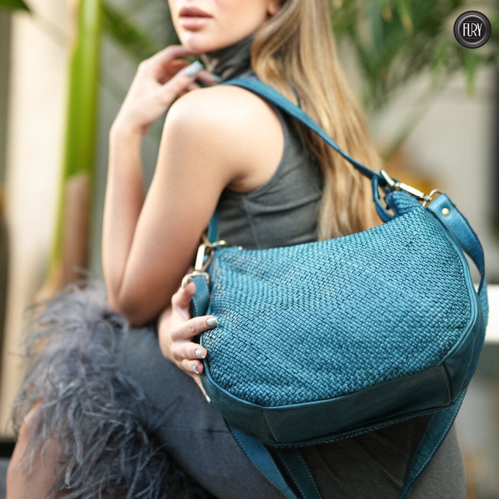 Borsa a spalla Ginger in pelle intrecciata Fury