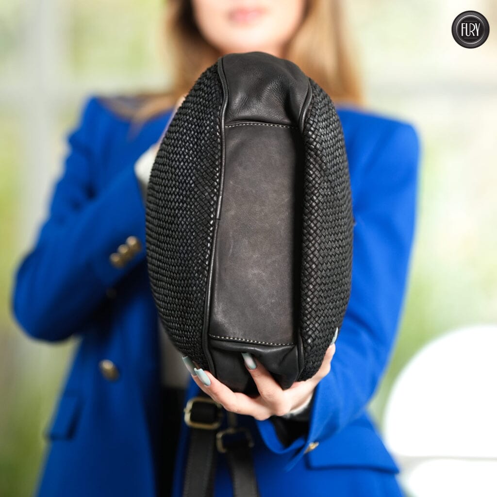 Borsa a spalla Ginger in pelle intrecciata Fury