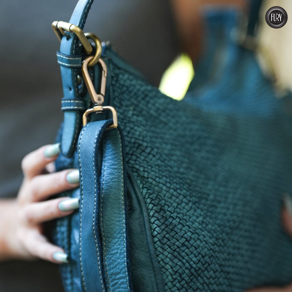 Borsa a spalla Ginger in pelle intrecciata Fury