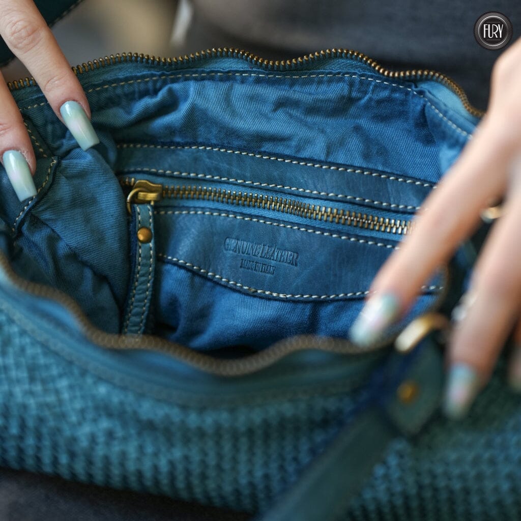 Borsa a spalla Ginger in pelle intrecciata Fury