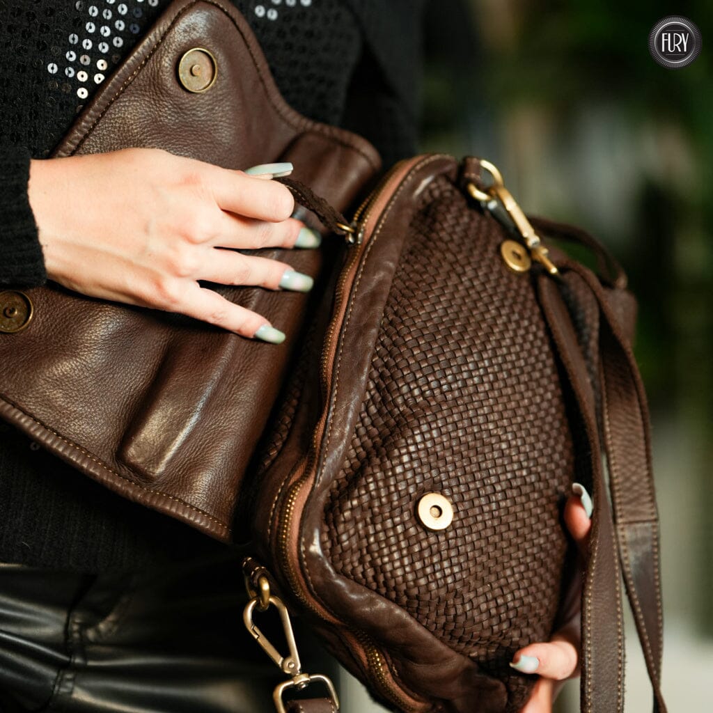 Borsa Siena Maxi in pelle intrecciata Fury