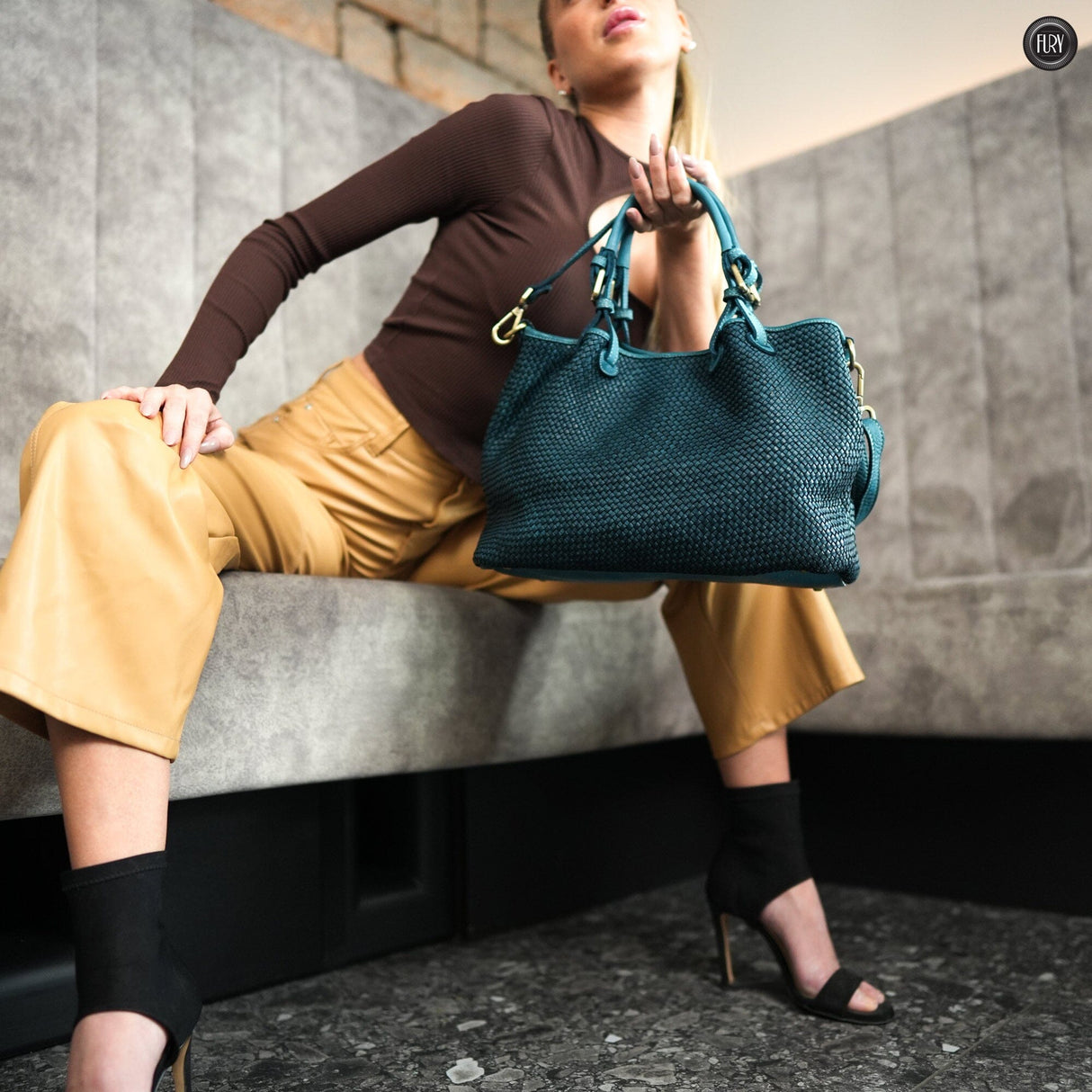 Borsa Talia in pelle intrecciata Fury