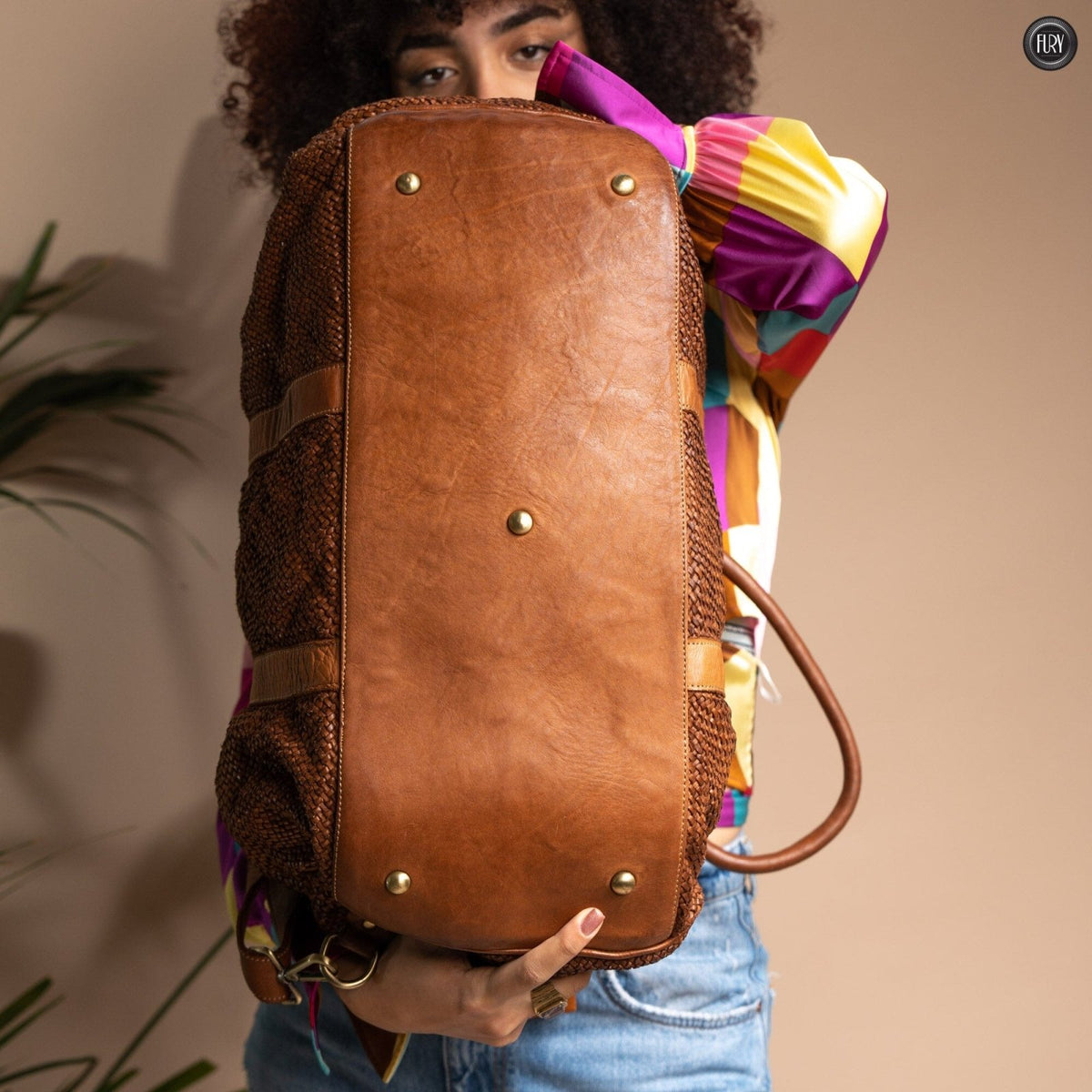 Borsone Magellano in pelle intrecciata - Fury
