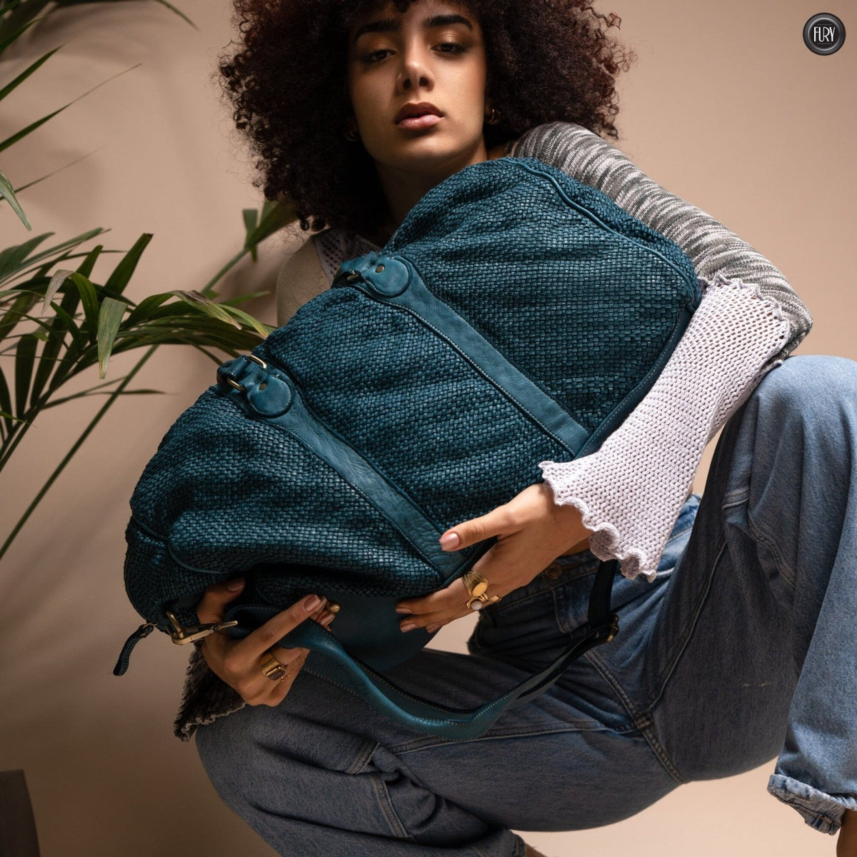 Borsone Magellano in pelle intrecciata - Fury