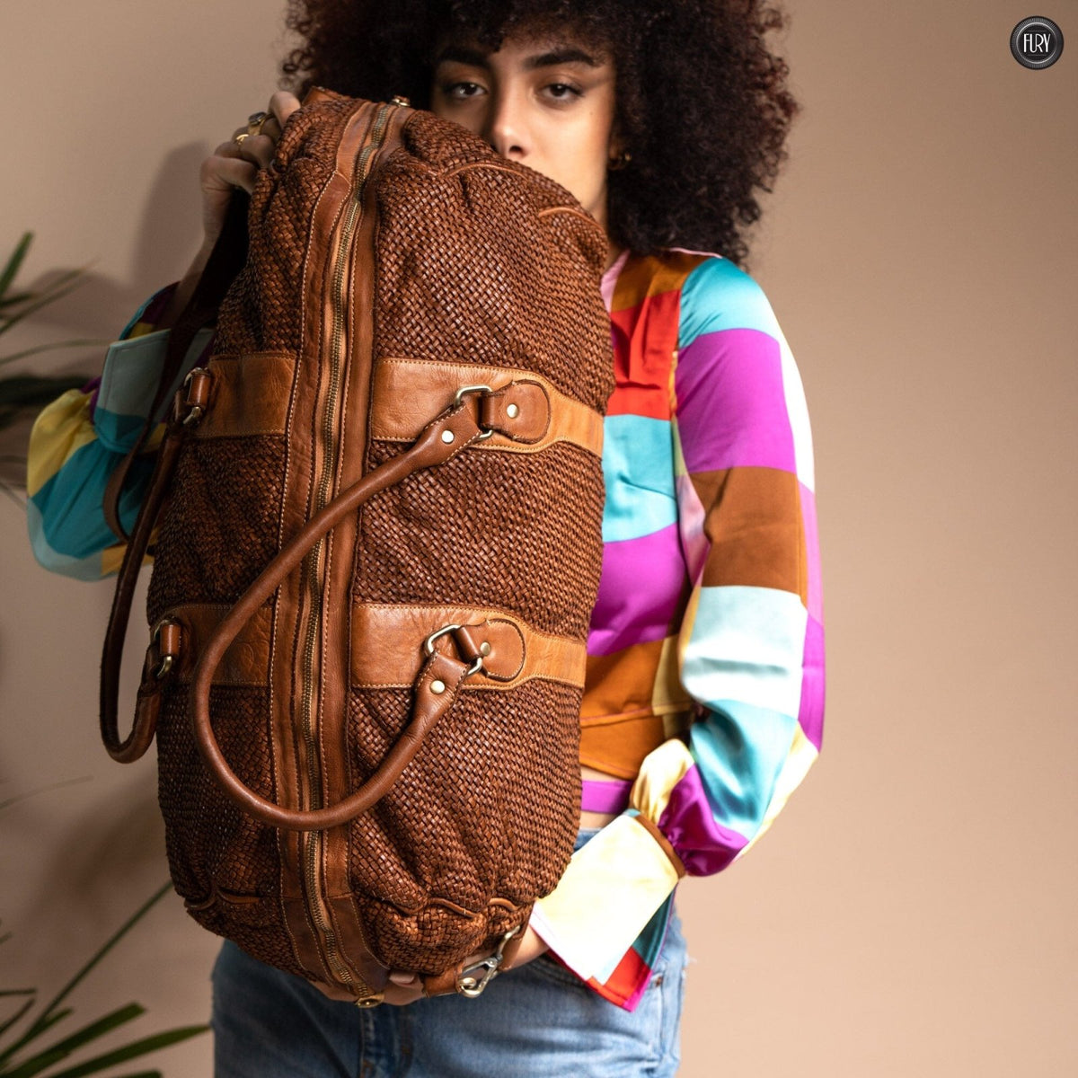 Borsone Magellano in pelle intrecciata - Fury
