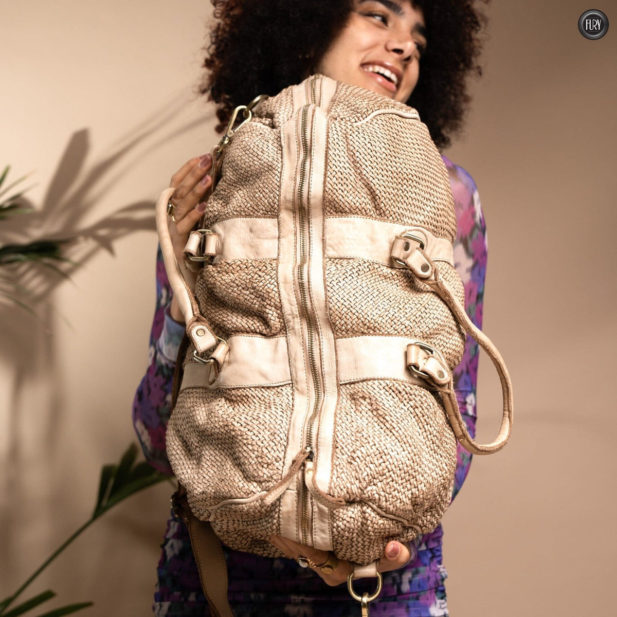 Borsone Magellano in pelle intrecciata - Fury