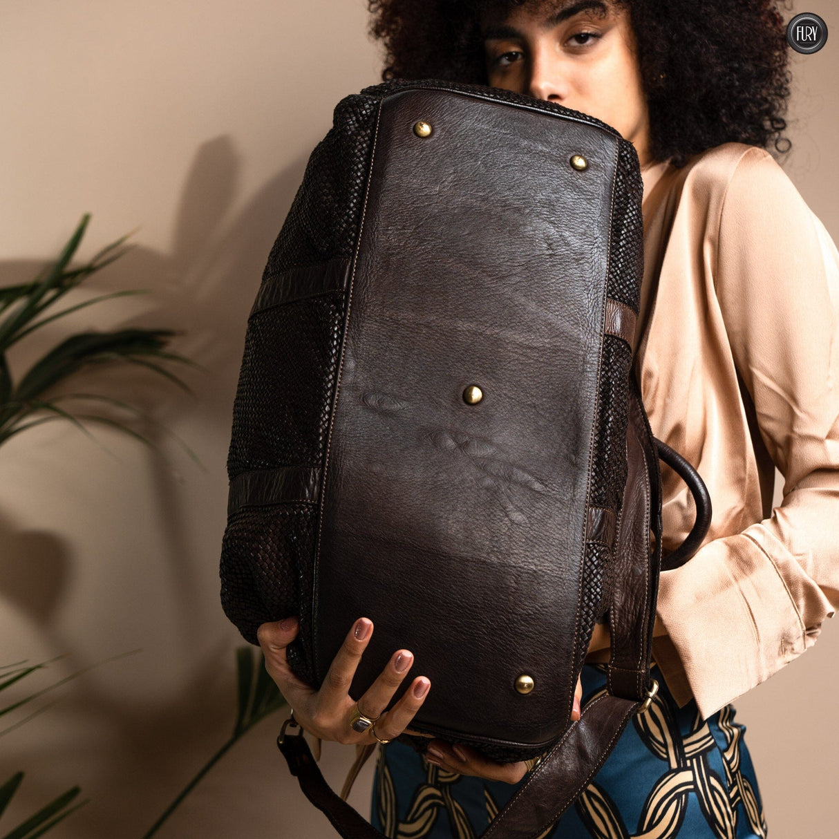 Borsone Magellano in pelle intrecciata Fury