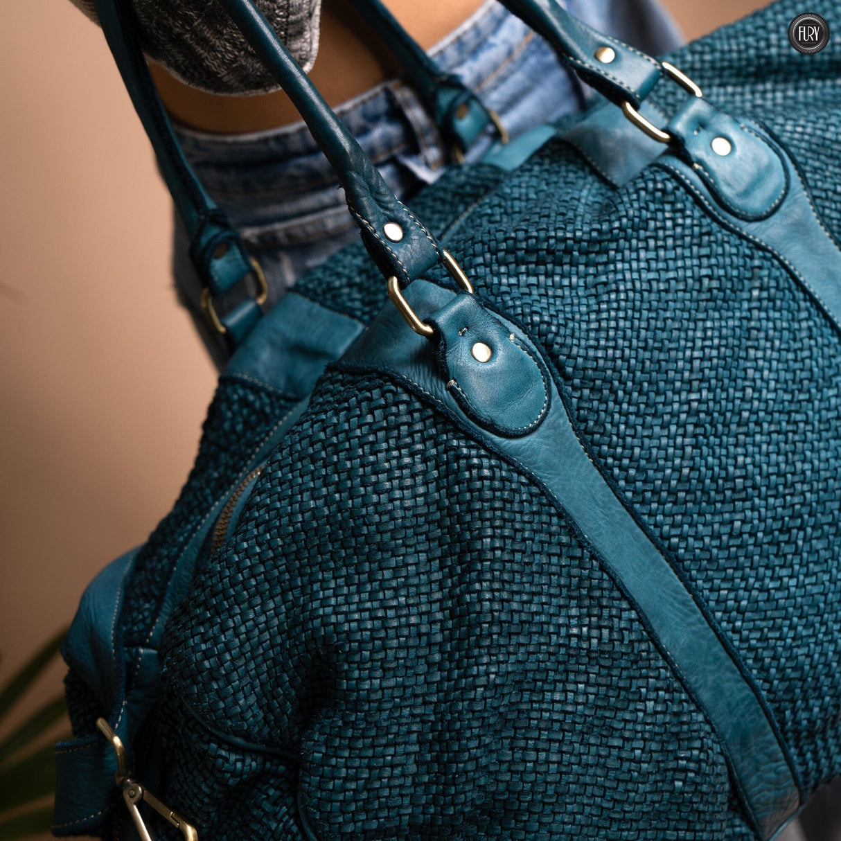 Borsone Magellano in pelle intrecciata Fury