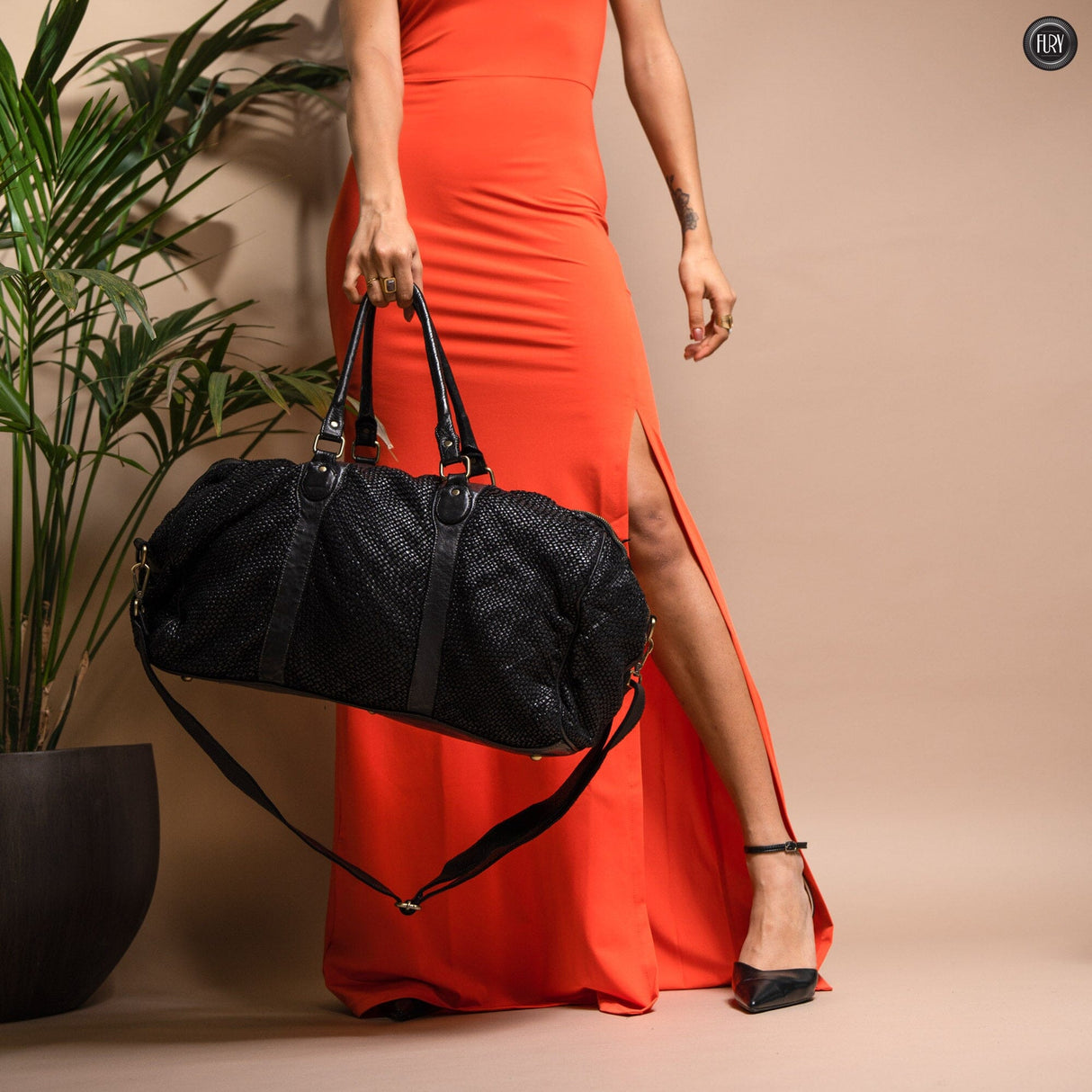 Borsone Magellano in pelle intrecciata Fury