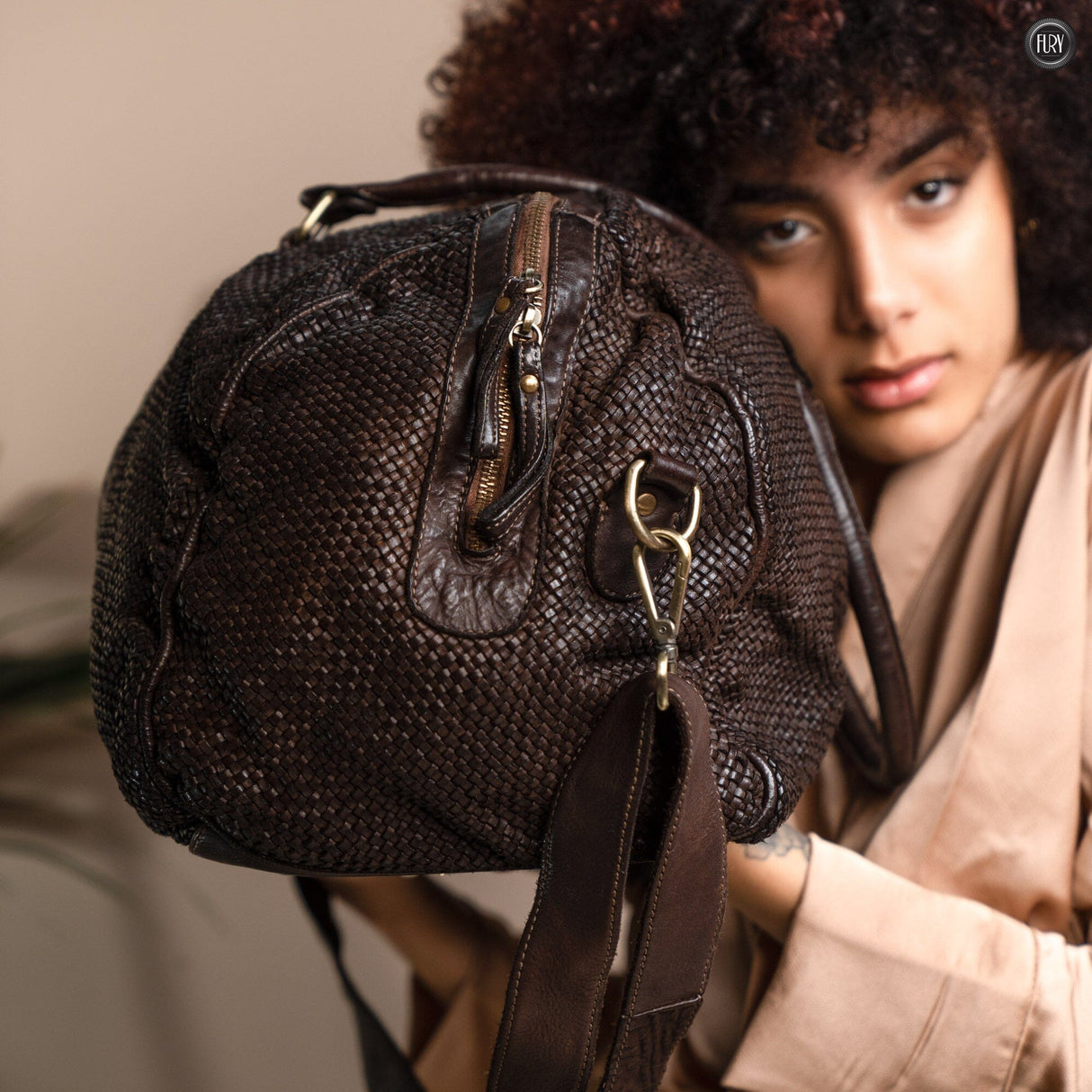 Borsone Magellano in pelle intrecciata Fury