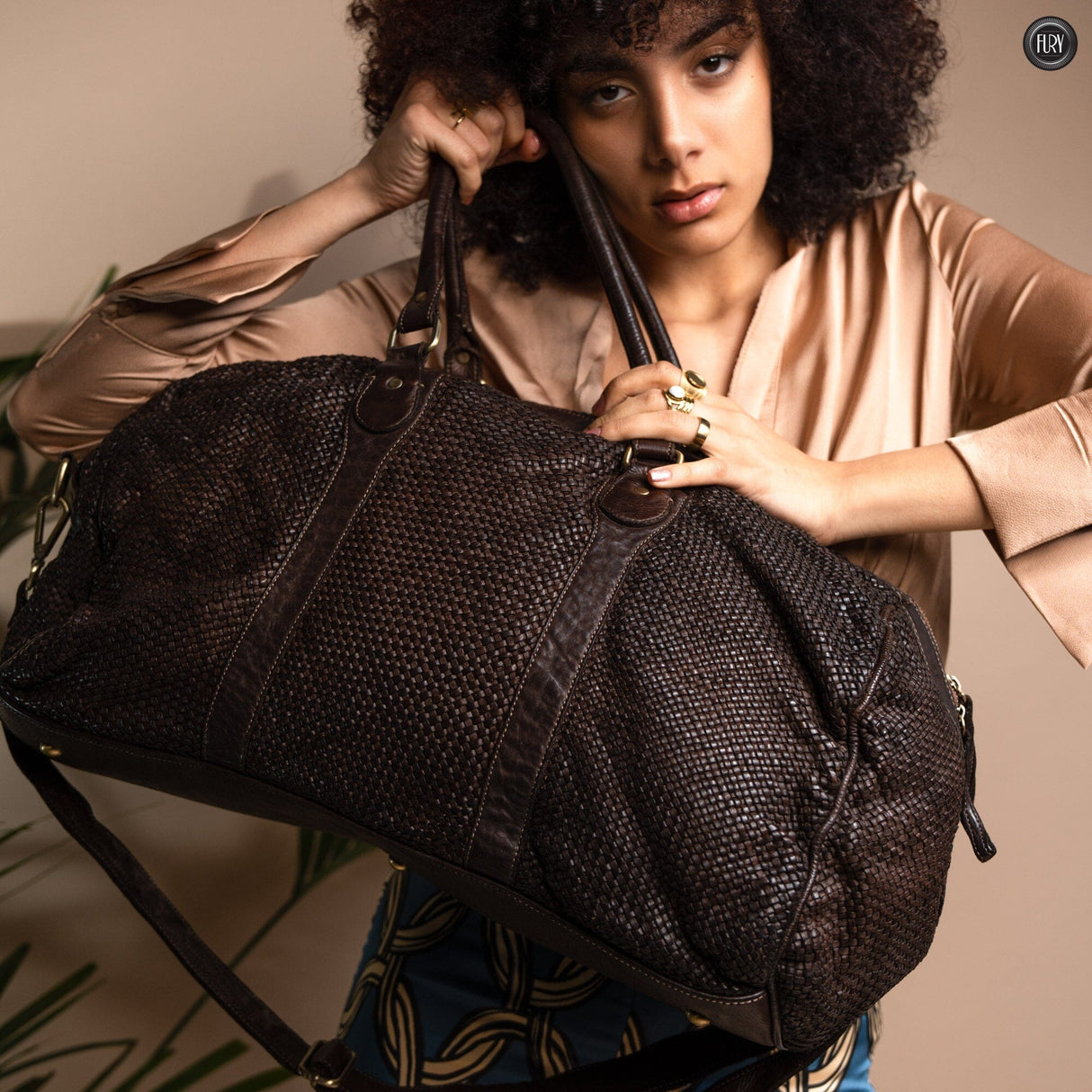 Borsone Magellano in pelle intrecciata Fury