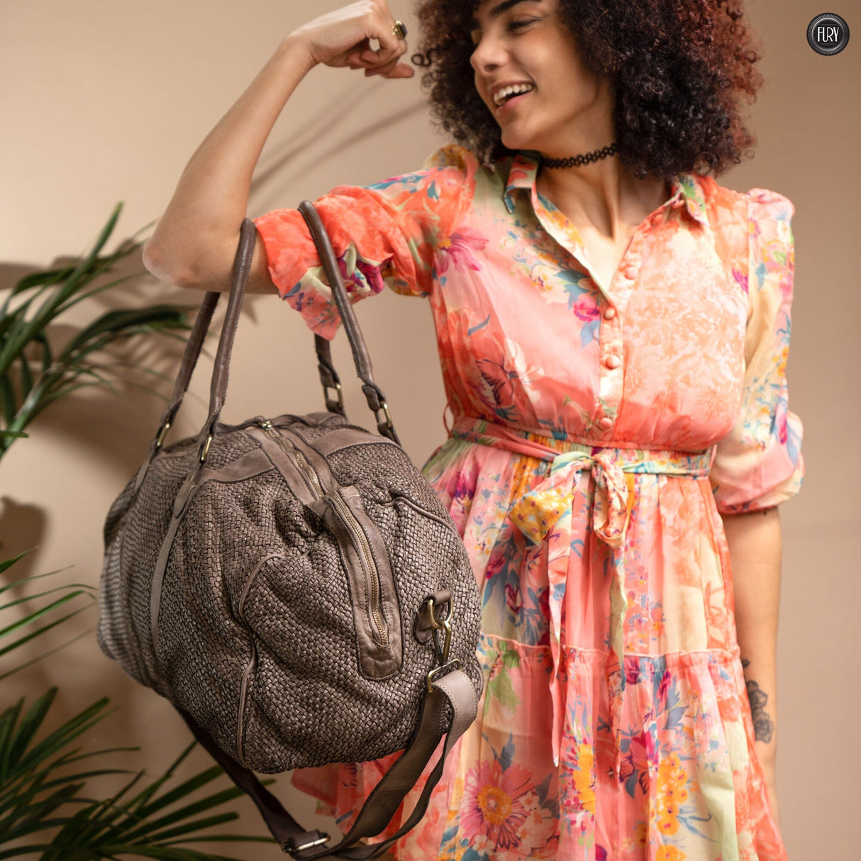 Borsone Magellano in pelle intrecciata Fury