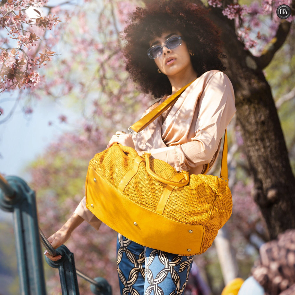 Borsone Magellano in pelle intrecciata Fury