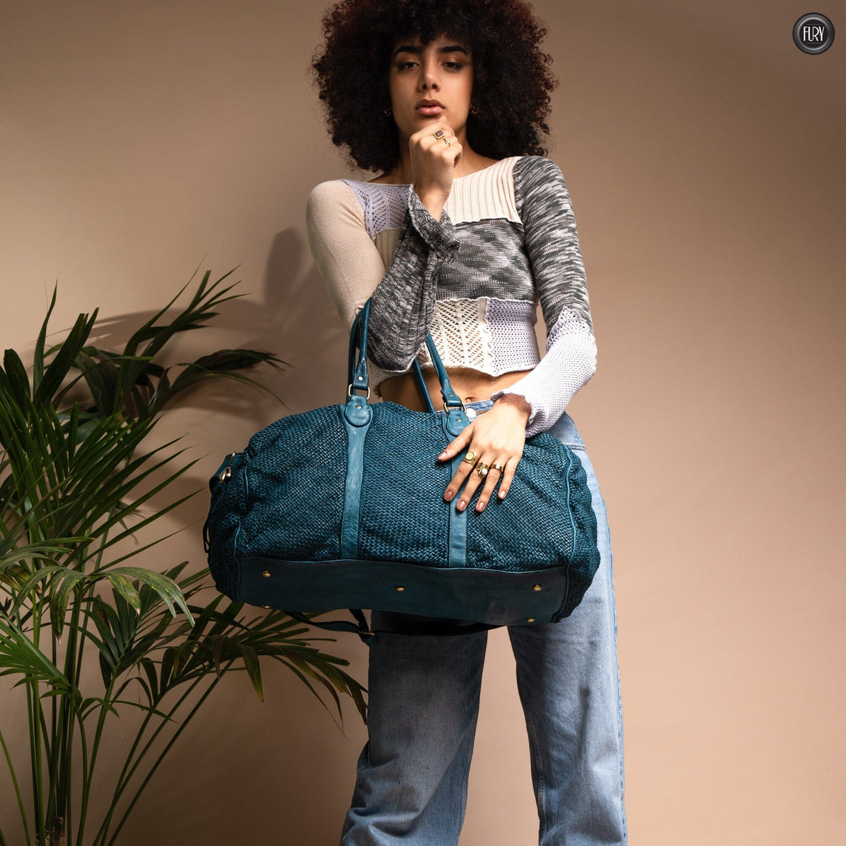 Borsone Magellano in pelle intrecciata Fury