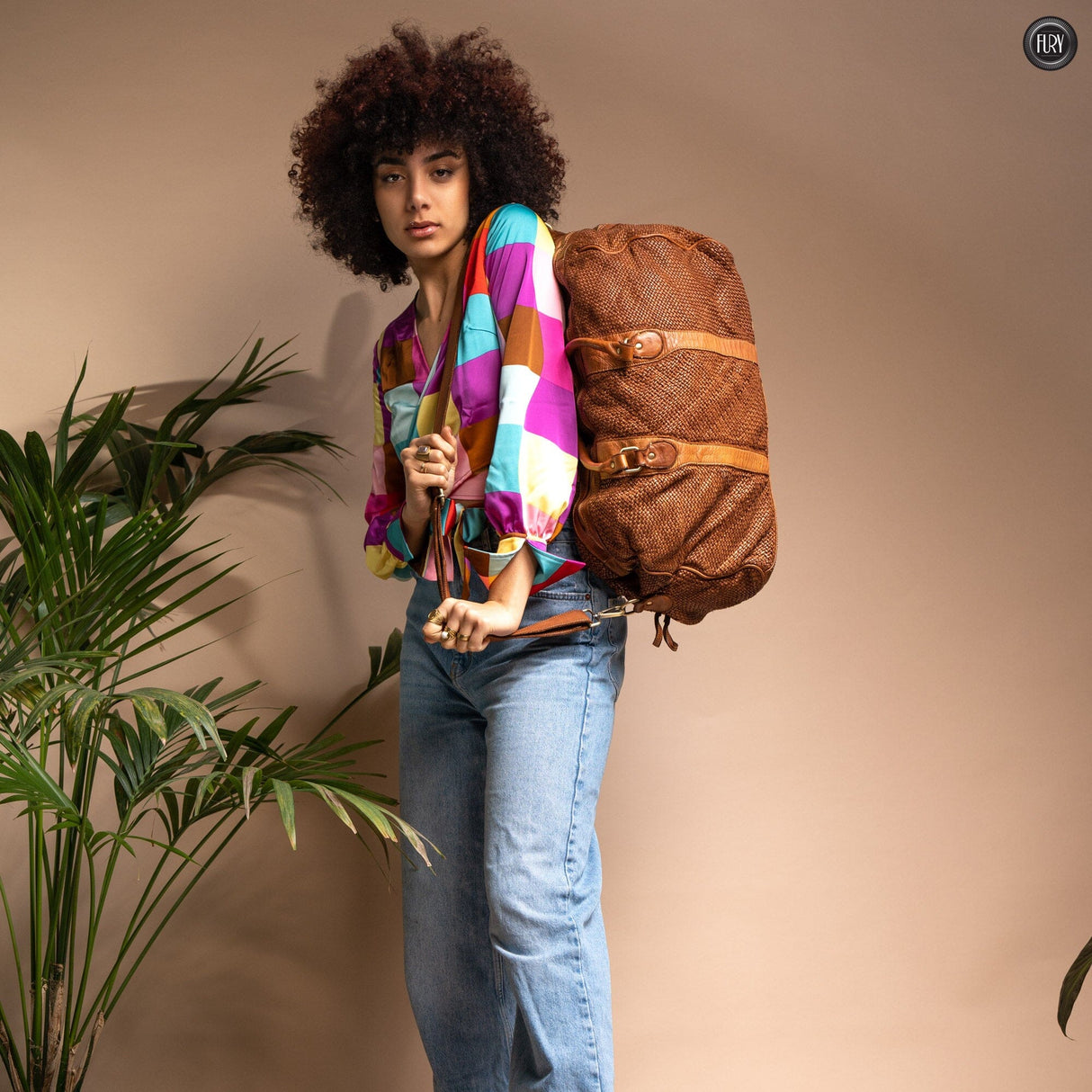 Borsone Magellano in pelle intrecciata Fury