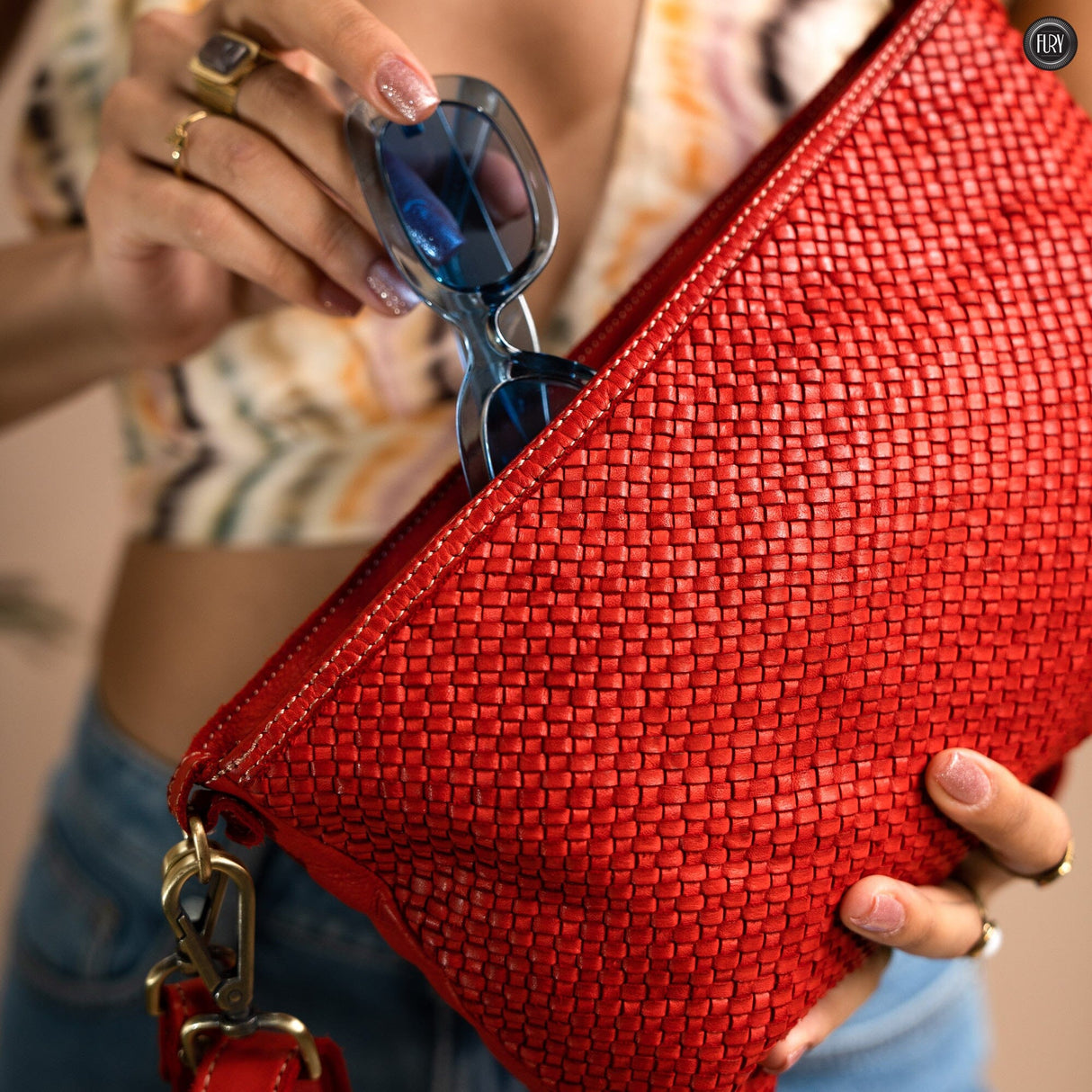 Pochette Diana in pelle intrecciata Fury