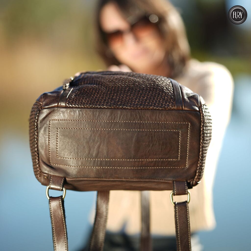 Zainetto multitasche in pelle intrecciata Fury