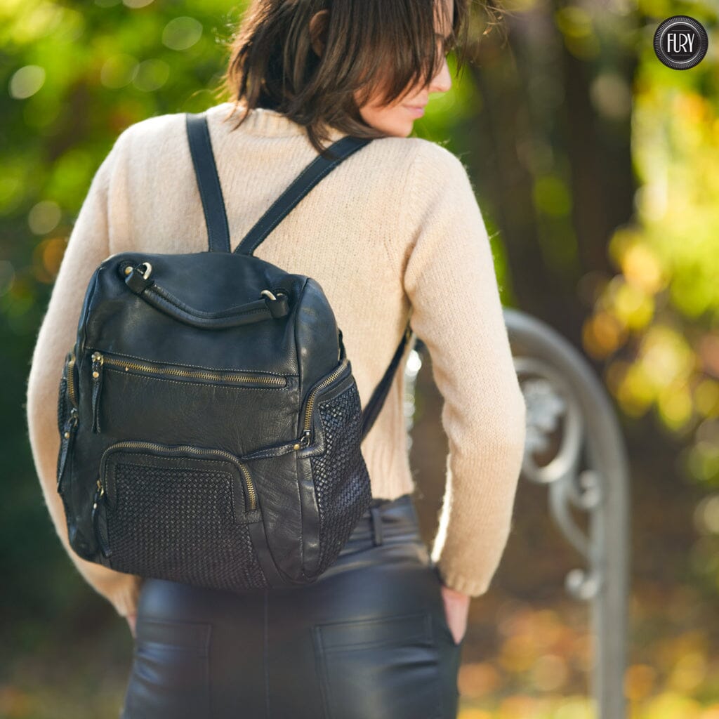 Zainetto multitasche in pelle intrecciata Fury