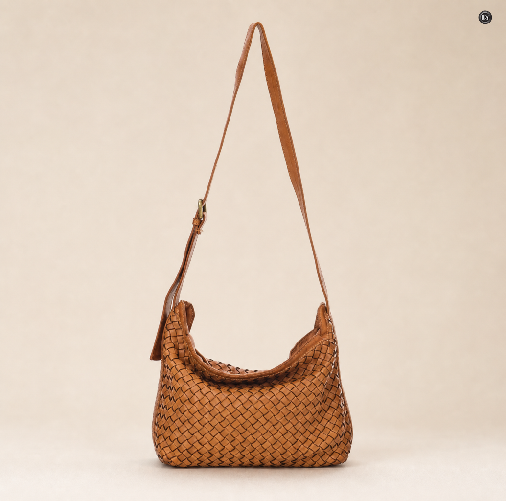 Borsa Fiamma in pelle intrecciata