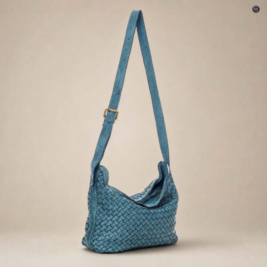 Borsa Fiamma in pelle intrecciata