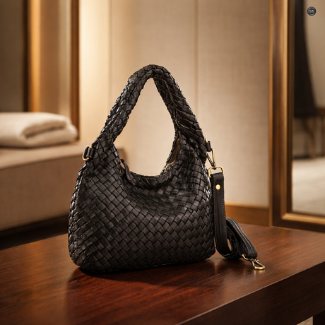 Borsa Livia in pelle intrecciata