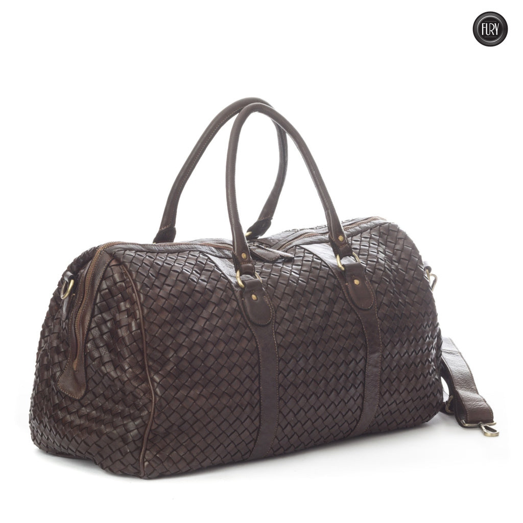 Borsone Orfeo in pelle intrecciata