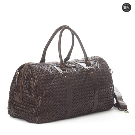 Borsone Orfeo in pelle intrecciata