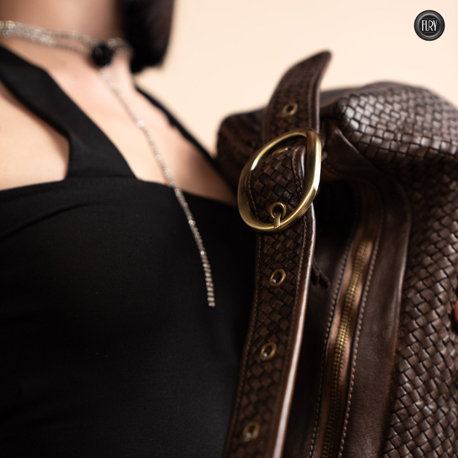 Borsa Iris Maxi in pelle intrecciata - Fury