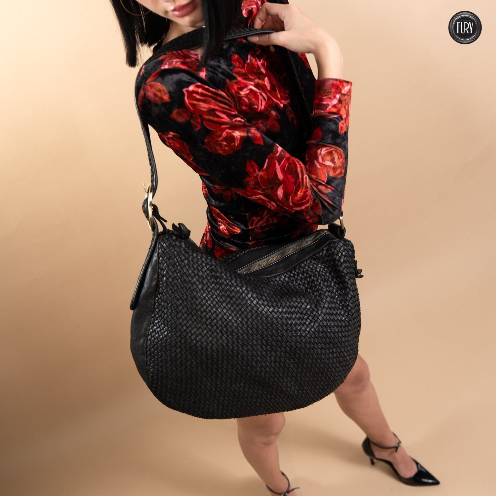 Borsa Iris Maxi in pelle intrecciata - Fury