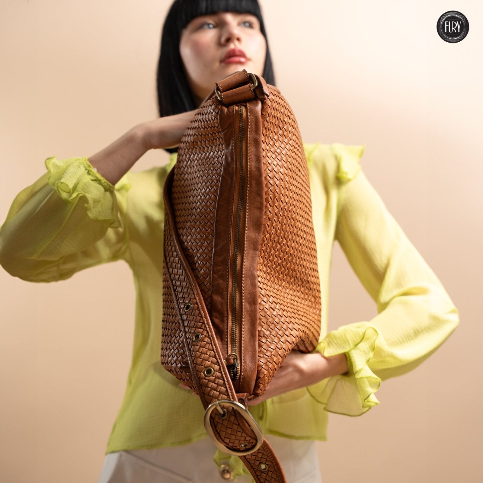 Borsa Iris Maxi in pelle intrecciata - Fury