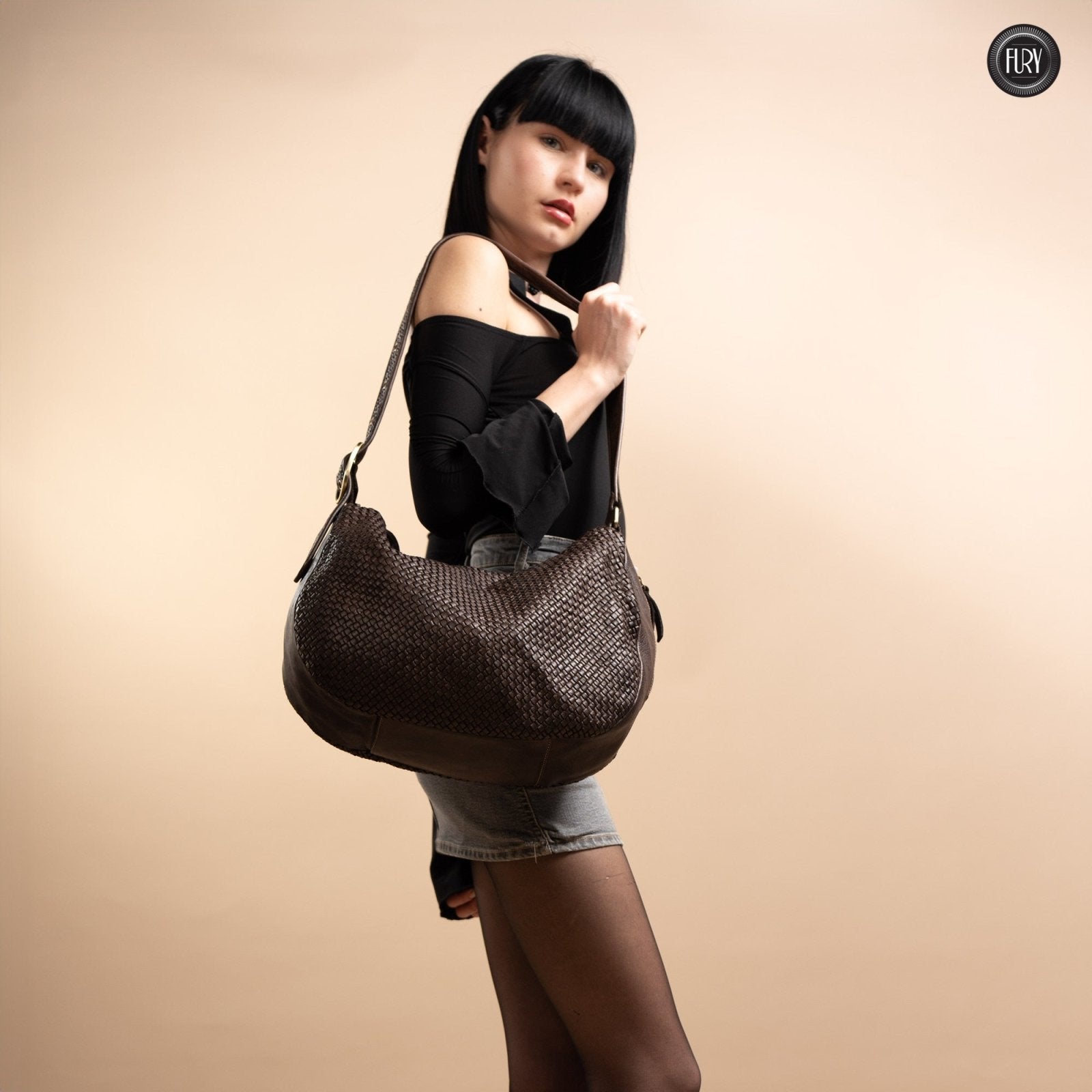 Borsa Iris Maxi in pelle intrecciata - Fury
