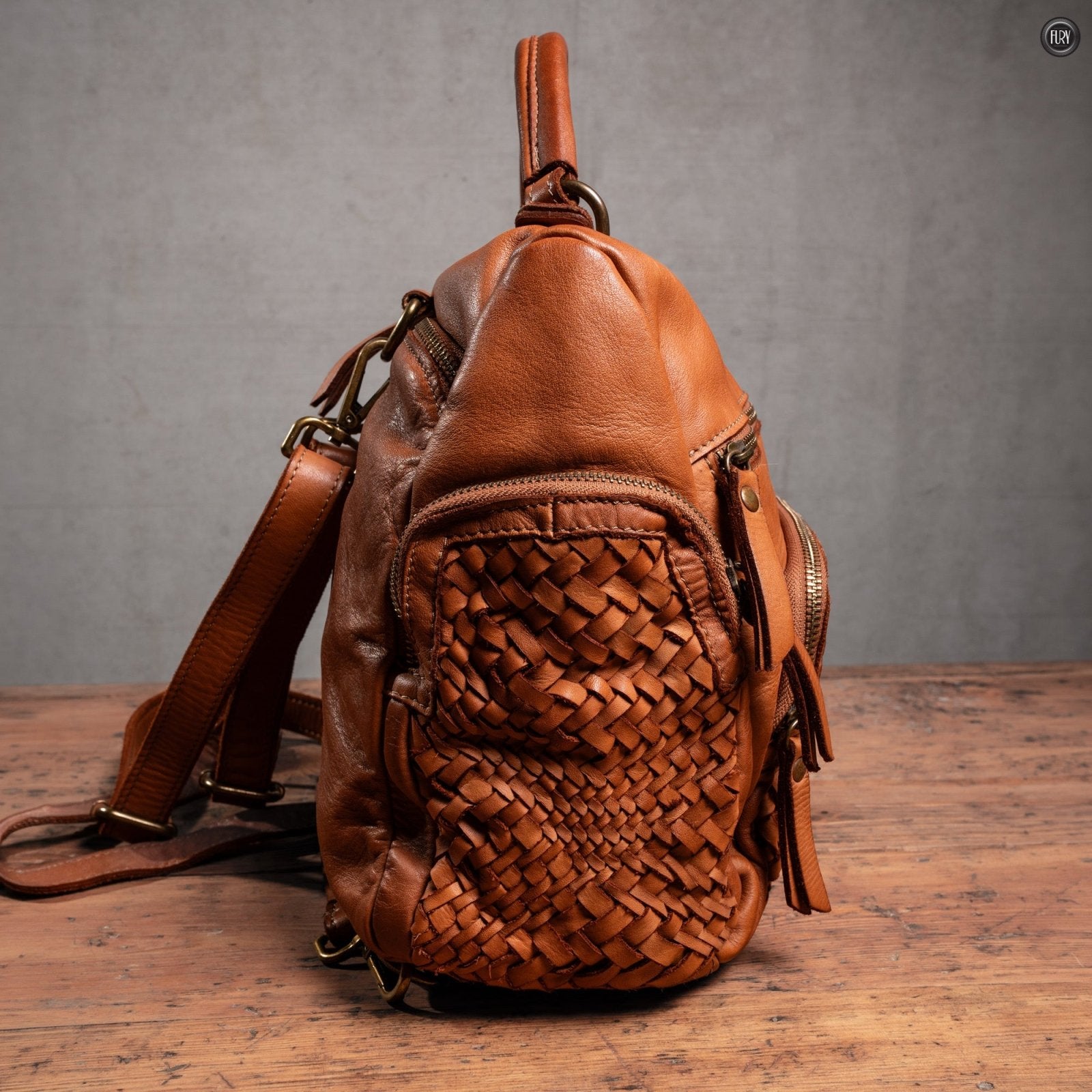 Zainetto Volterra reversibile in pelle intrecciata - Fury