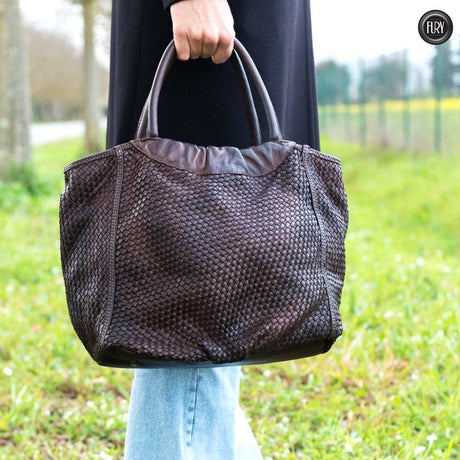 Borsa Prime in pelle intrecciata Fury Bags#colore_testa-di-moro