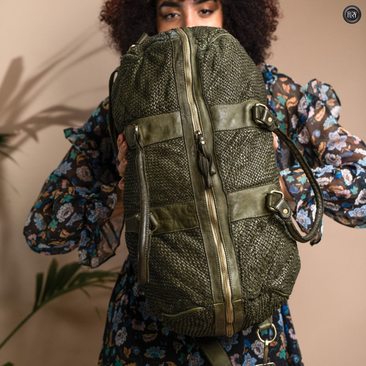 Borsone Magellano in pelle intrecciata - Fury