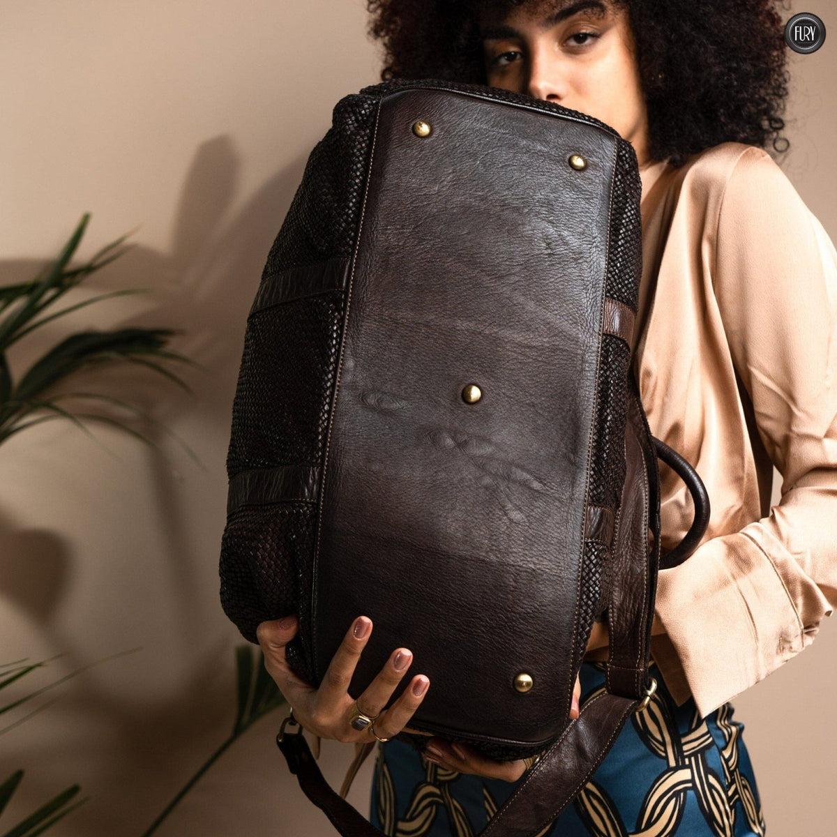 Borsone Magellano in pelle intrecciata - Fury