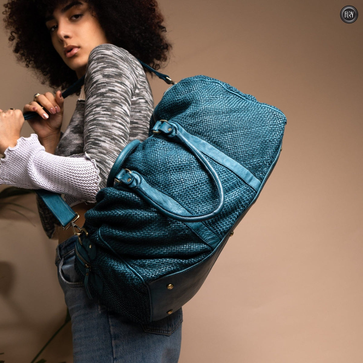 Borsone Magellano in pelle intrecciata - Fury