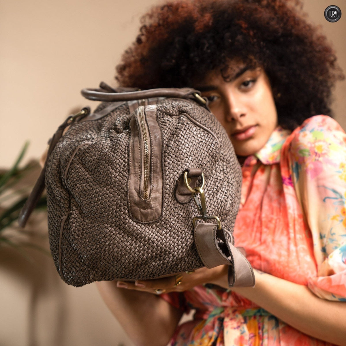 Borsone Magellano in pelle intrecciata - Fury