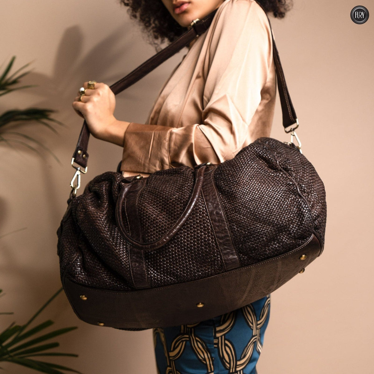Borsone Magellano in pelle intrecciata - Fury